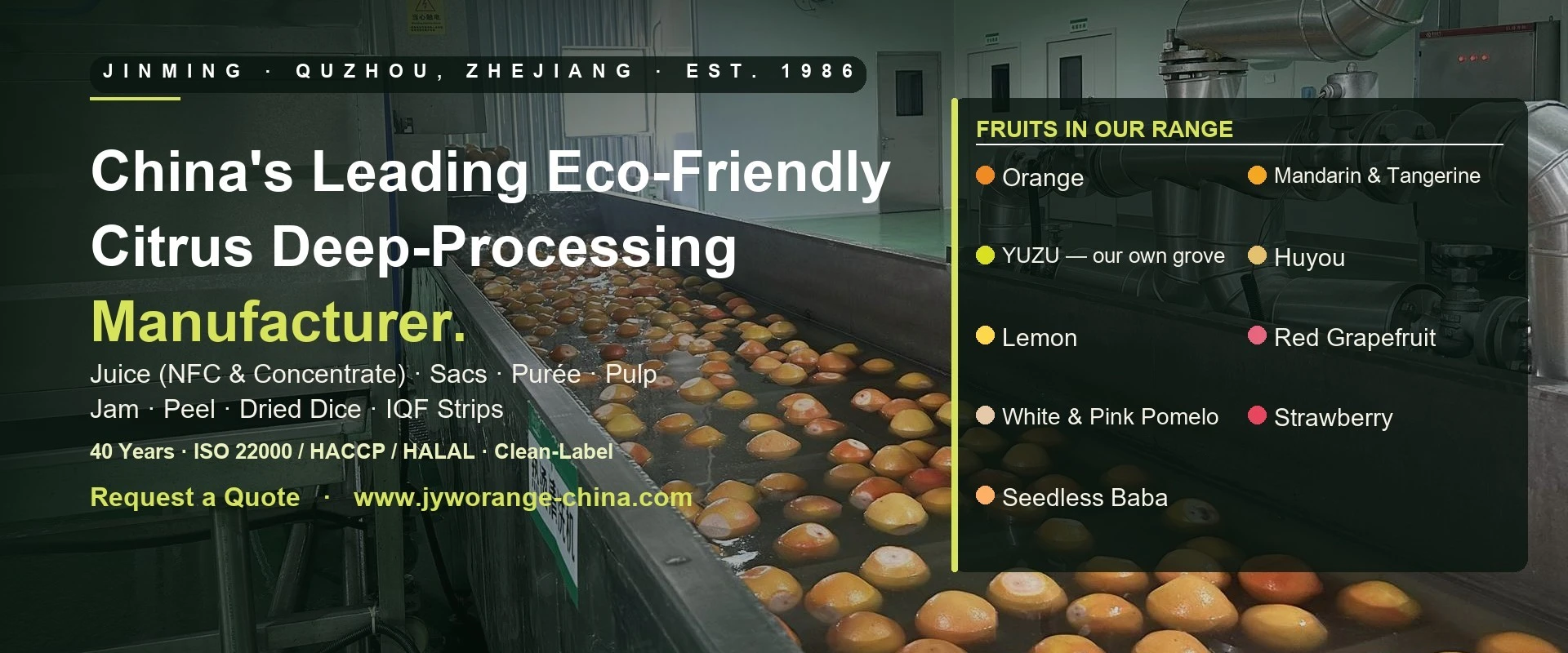 40 Years in Citrus. From Quzhou's Orchards to Your Production Line.